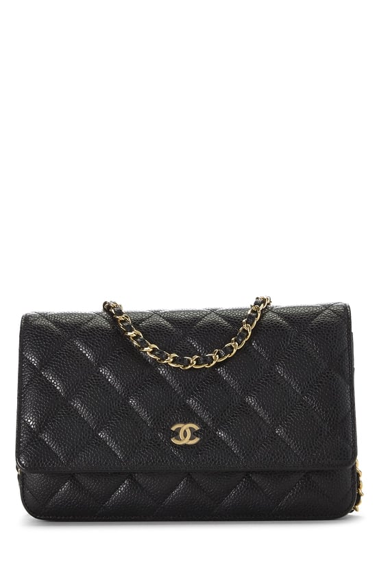 Black Caviar Classic Quilted Wallet On Chain (WOC)