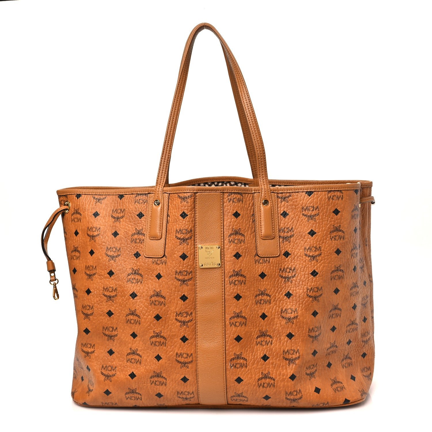 MCM Visetos Large Liz Reversible Shopper Tote Cognac