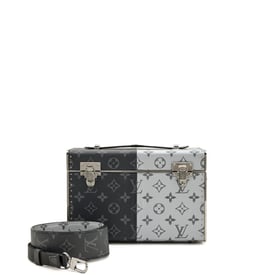 Louis Vuitton Black and Silver Monogram Eclipse Coated Canvas Custom Vanity Trunk Ruthenium Hardware, 2018