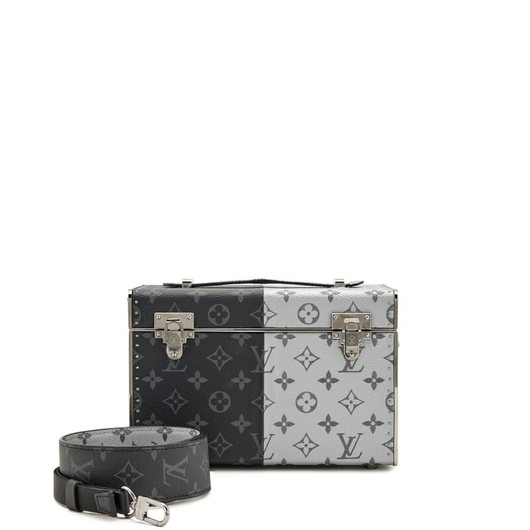 Louis Vuitton Black and Silver Monogram Eclipse Coated Canvas Custom Vanity Trunk Ruthenium Hardware, 2018