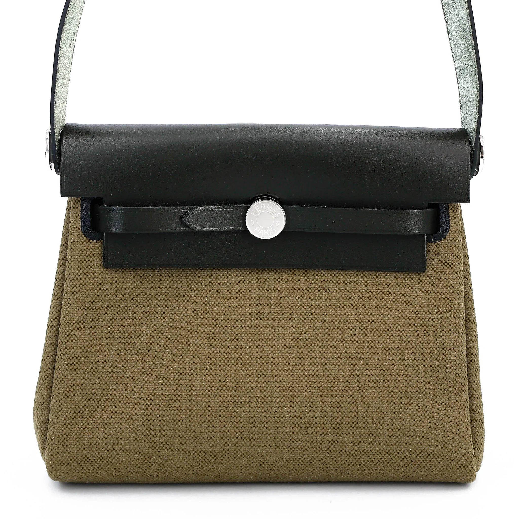 Hermes Herbag Zip Mini 20 Vert Olive (61) Toile H canvas Vache Hunter Palladium hardware G (2026)