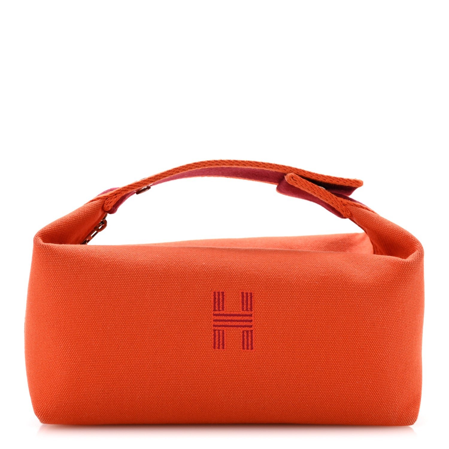 Hermes Hermes Canvas Small Bride-A-Brac Pouch Orange Burgundy