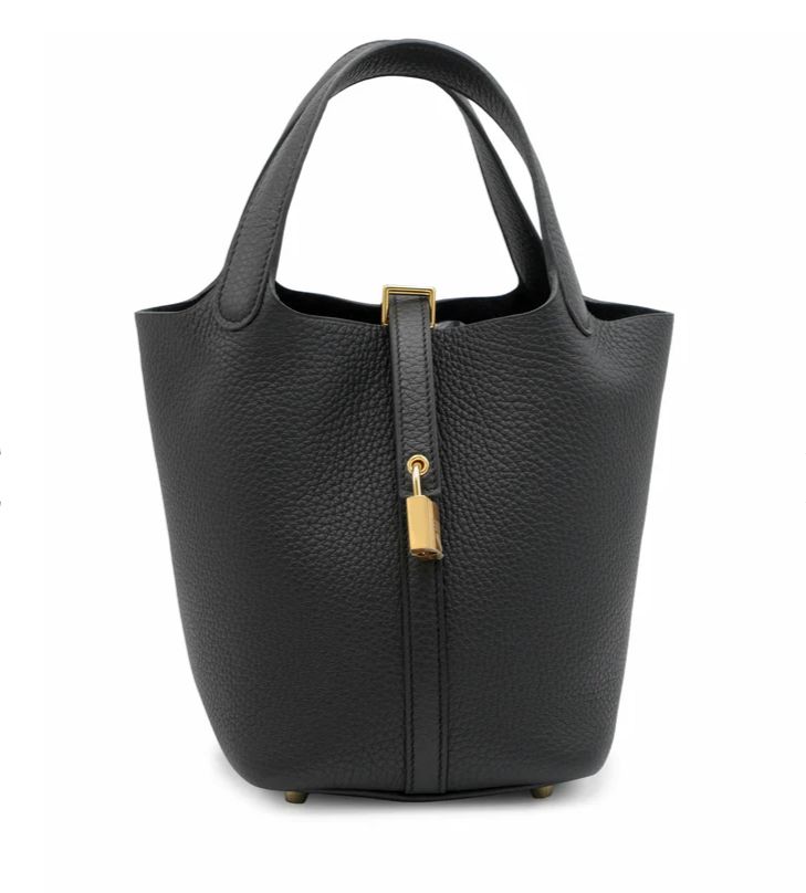 Hermes Hermes Picotin 18 Lock PM Bag, Noir Clemence Leather and Gold Hardware, Excellent Condition in Box, KJRB088