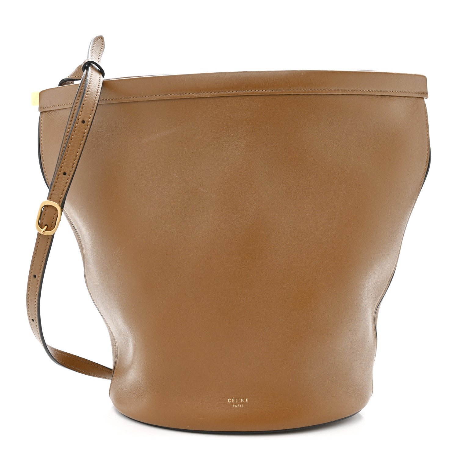 Celine Celine Smooth Calfskin Clasp Bucket Bag Brown