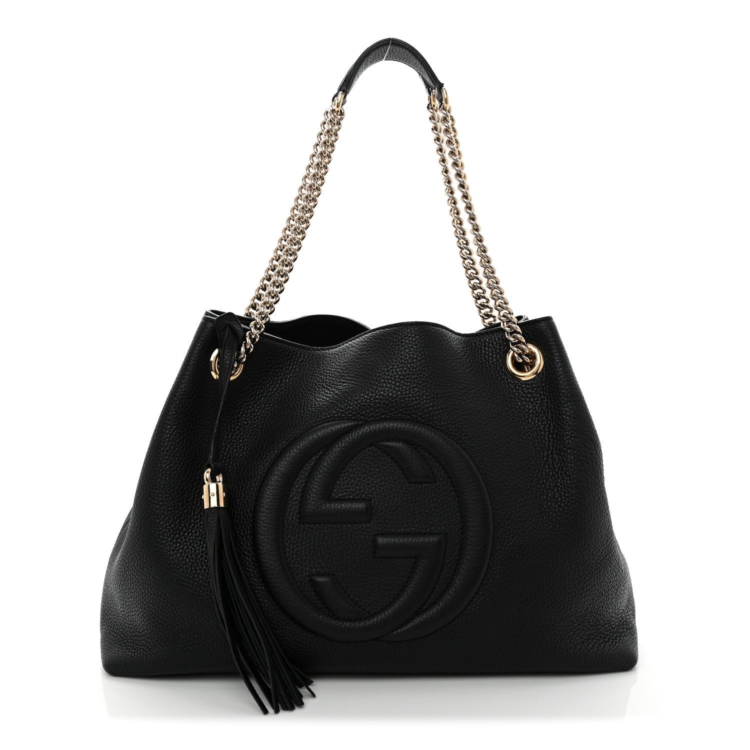 Gucci Pebbled Calfskin Medium Soho Chain Shoulder Bag Black
