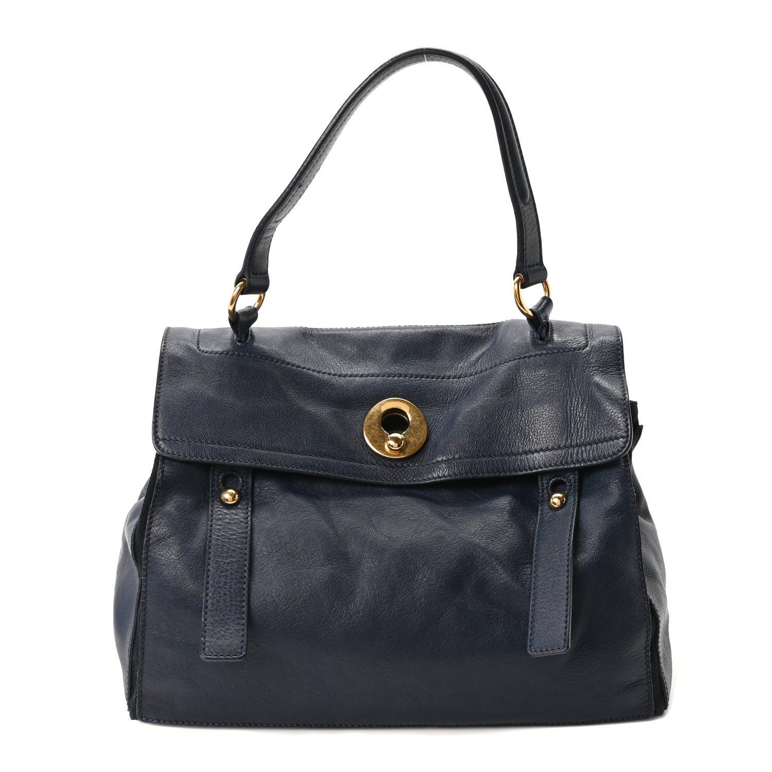 Saint Laurent Calfskin Canvas Medium Muse Two Navy