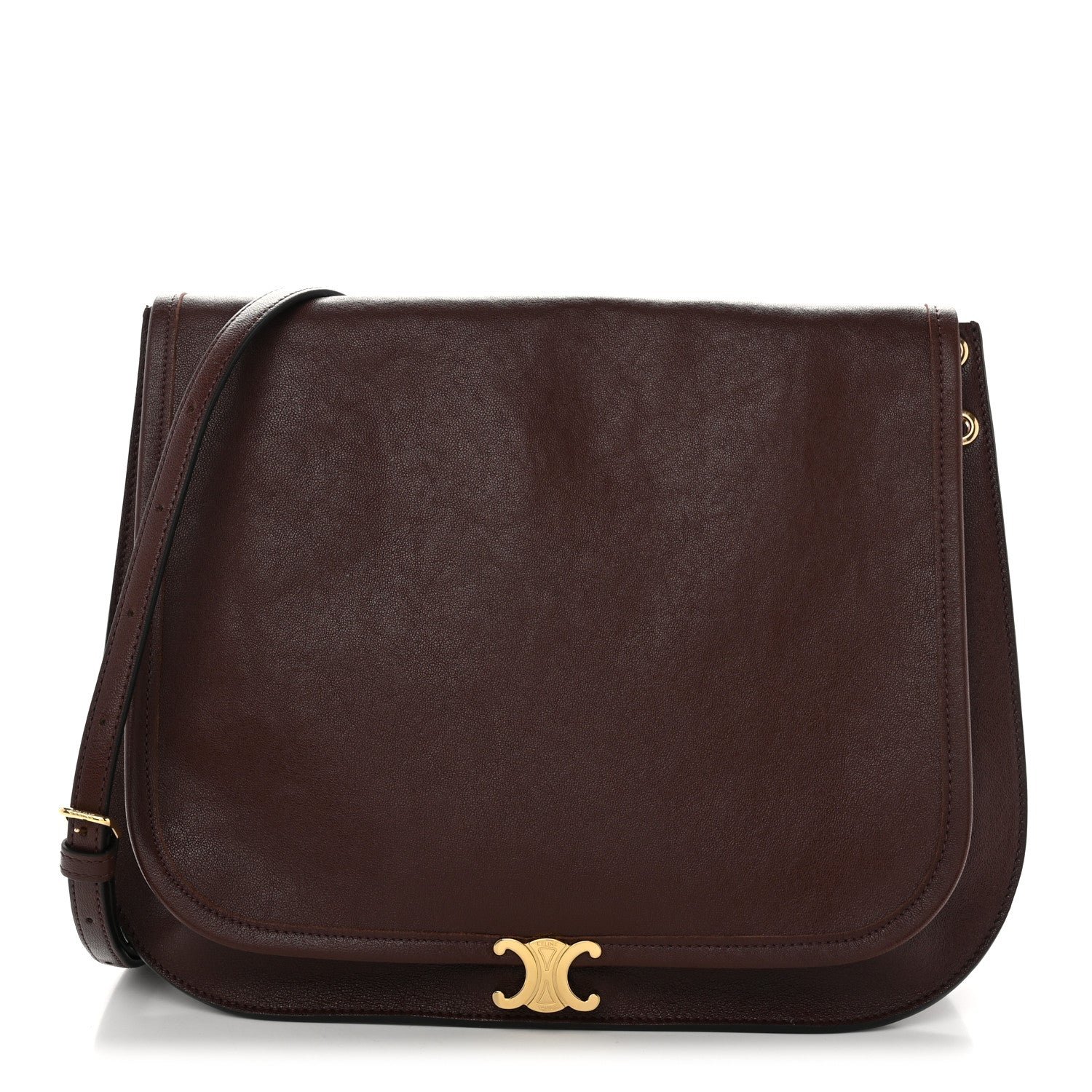 Celine Celine Shiny Lambskin Soft Triomphe Besace Bag Brick