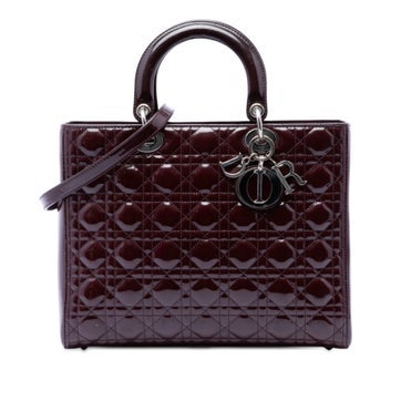 Patent Leather Large Patent Cannage Lady Dior