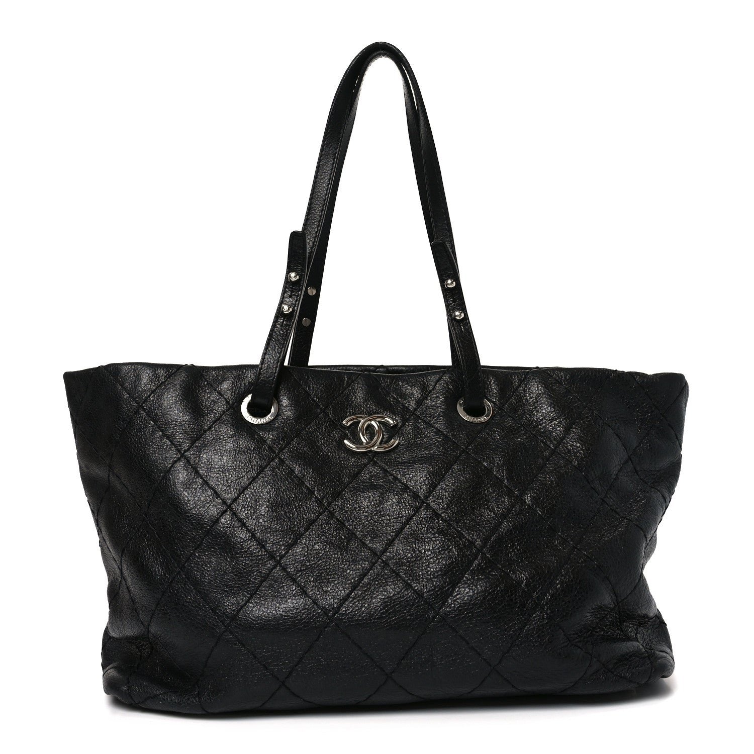 Chanel Glazed Calfskin Large On The Road Tote Black