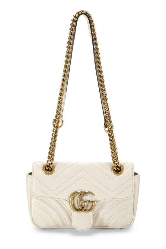 White Leather GG Marmont Matelassé Shoulder Bag Mini