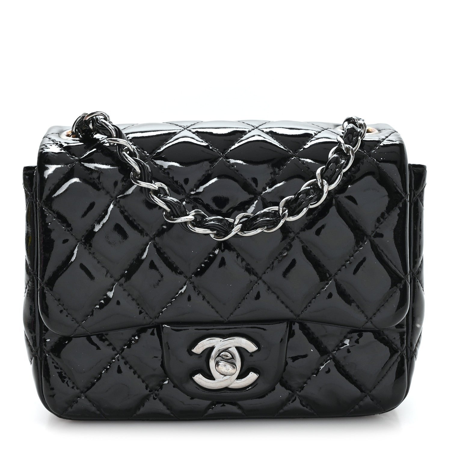 Chanel Patent Calfskin Quilted Mini Square Flap Black