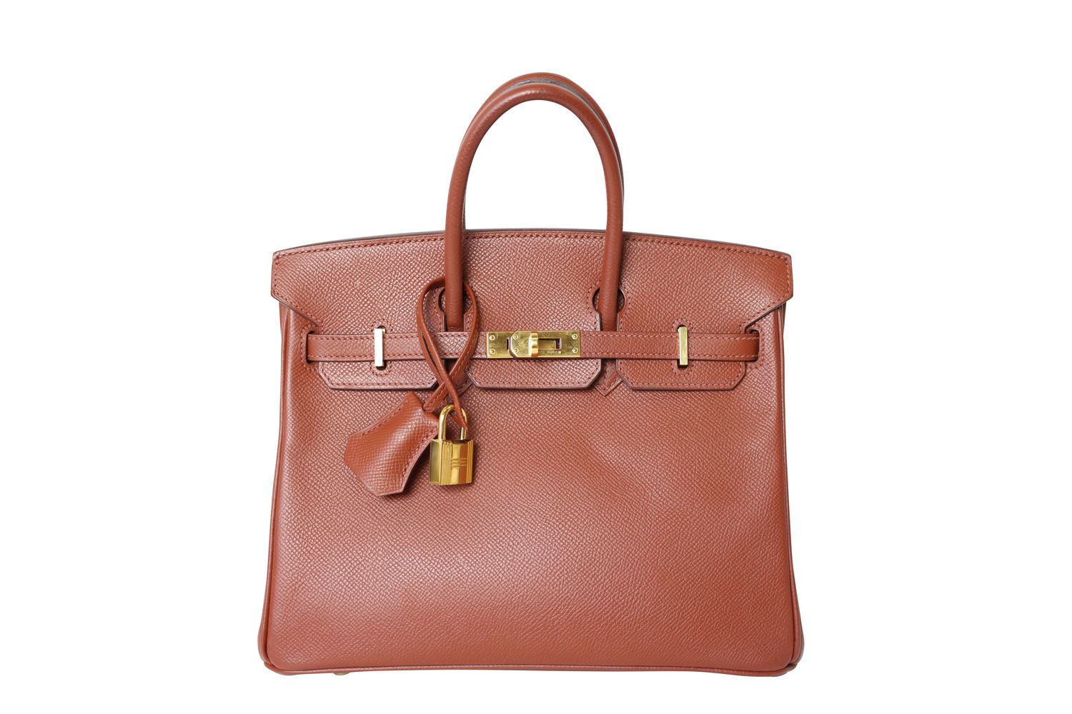 Hermes Hermes Birkin 25 Handbag, Red Brown Sienne Epsom Leather and Gold Hardware, M in Square 2009, Preowned No Dustbag WA001