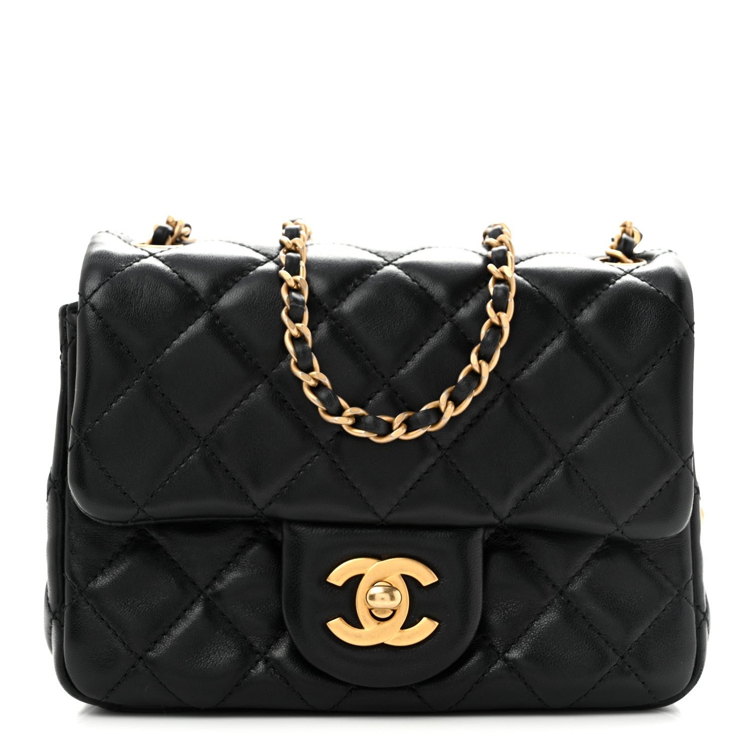 Chanel Lambskin Quilted Mini Pearl Crush Flap Black