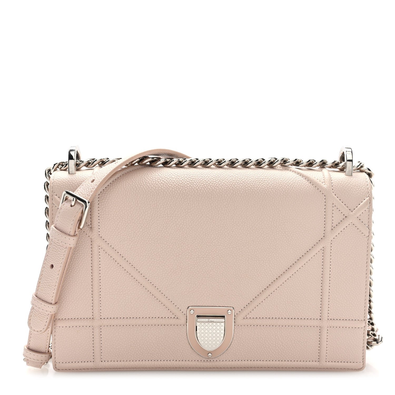 Dior Grained Calfskin Medium Diorama Flap Bag Nude