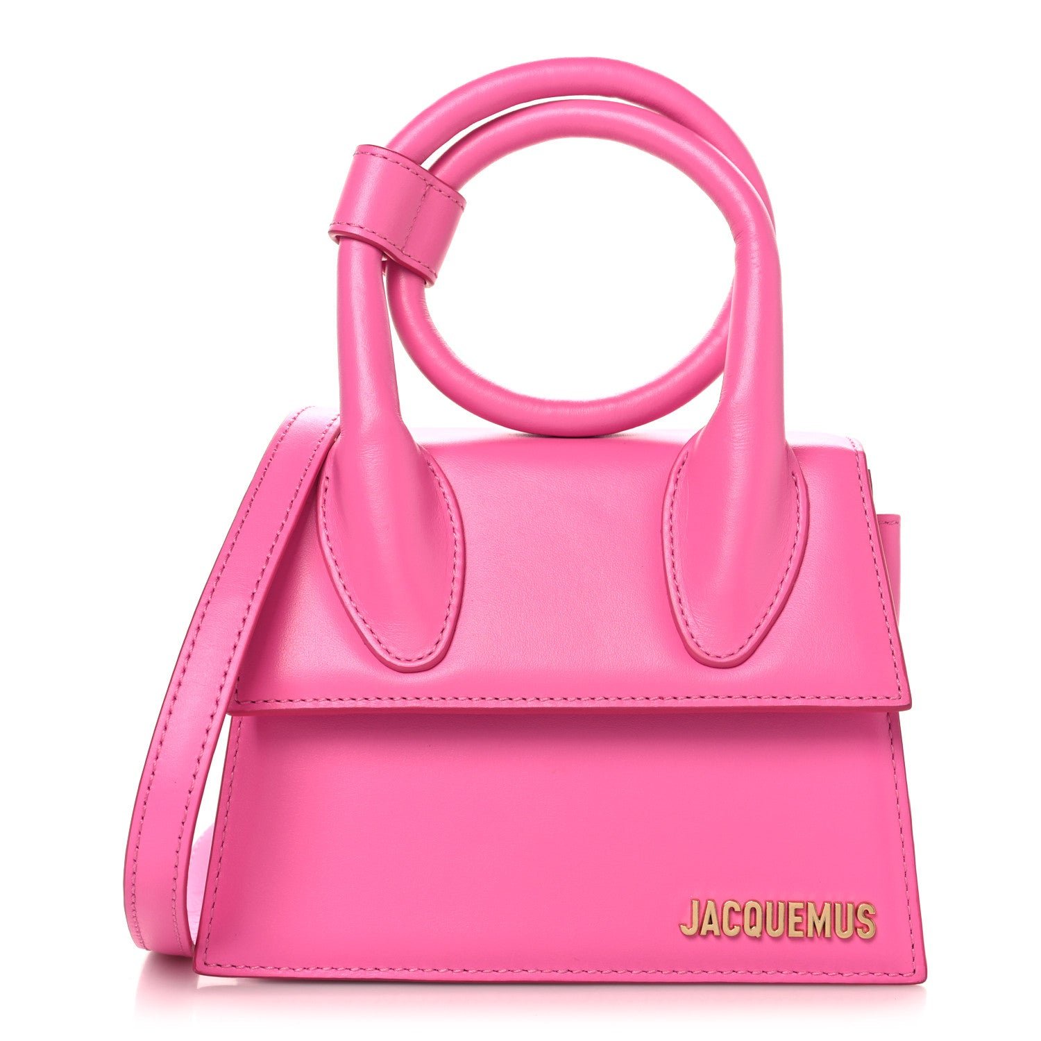 Jacquemus Smooth Calfskin Le Chiquito Noeud Neon Pink