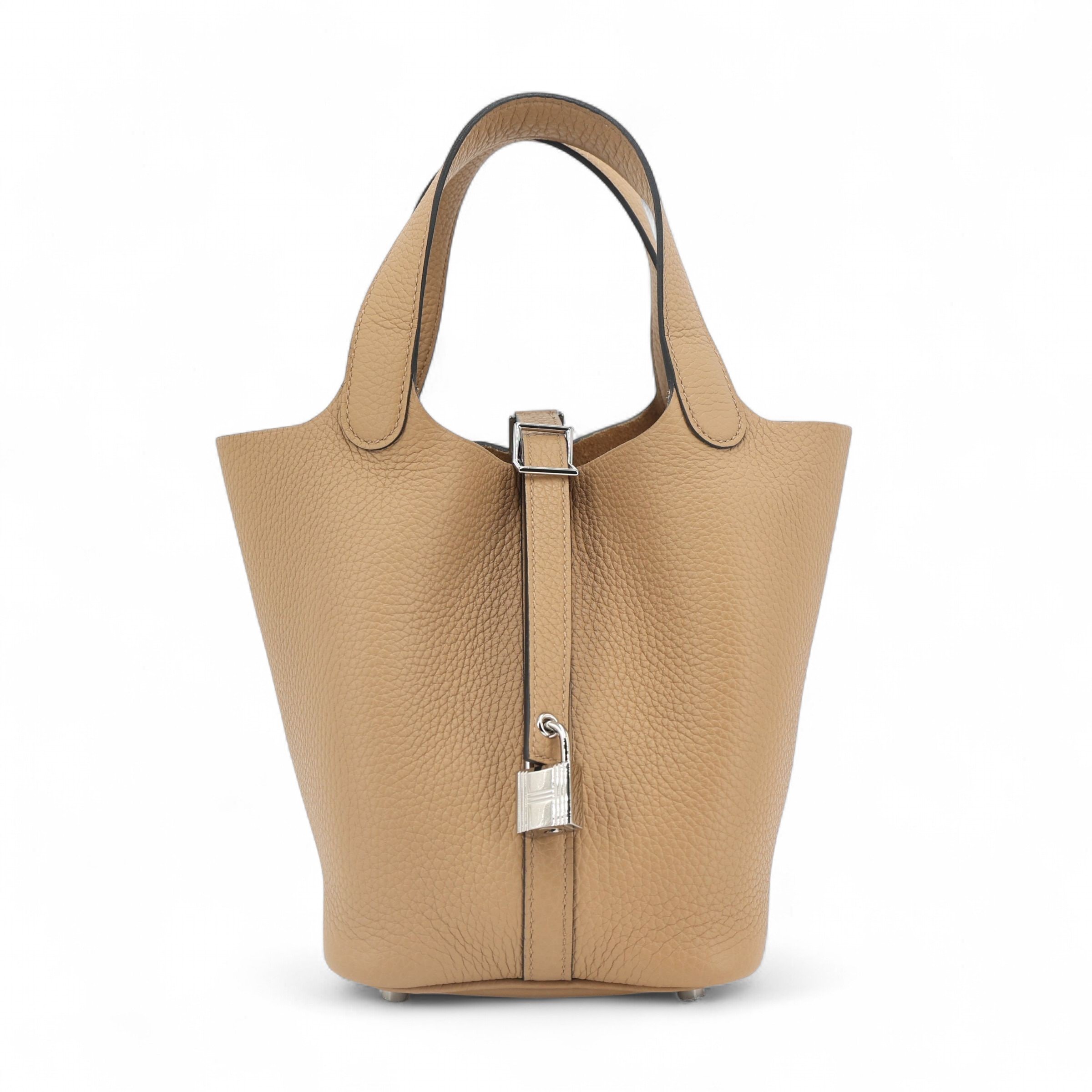 Hermes Excellent ( Rank SA ) HERMÈS Picotin Lock PM Chai (0M) Clemence Palladium hardware B (2023)