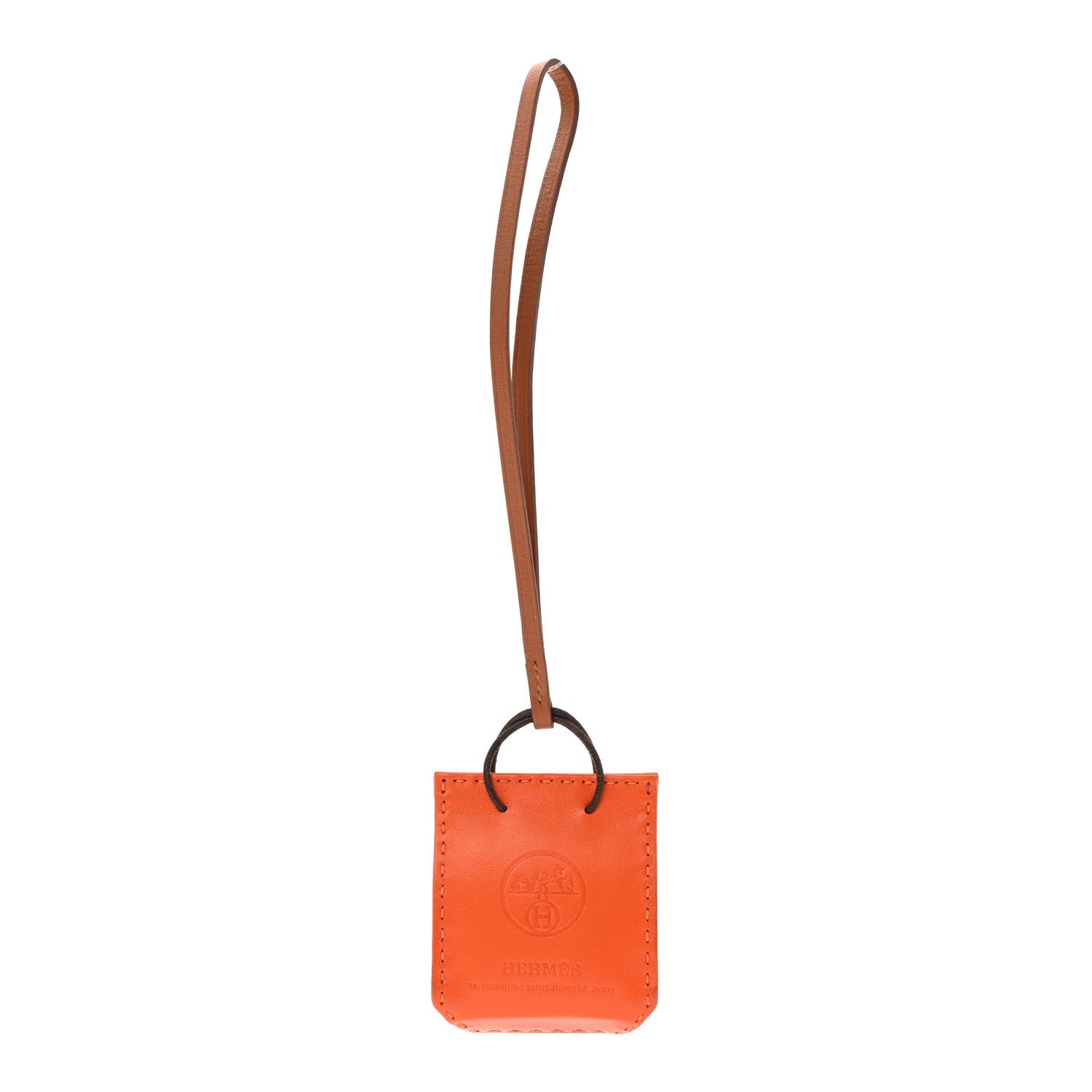 Hermes Milo Lambskin Swift Shopping Bag Charm Feu Gold