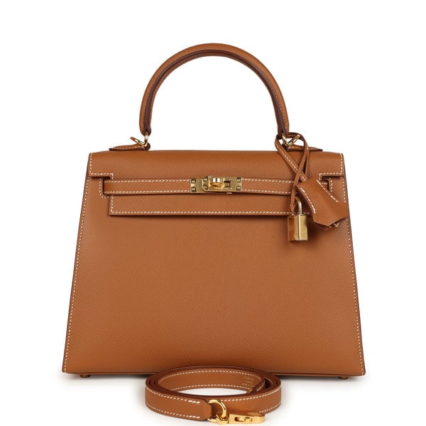 Hermes Hermes Kelly Sellier 25 Gold Epsom Gold Hardware