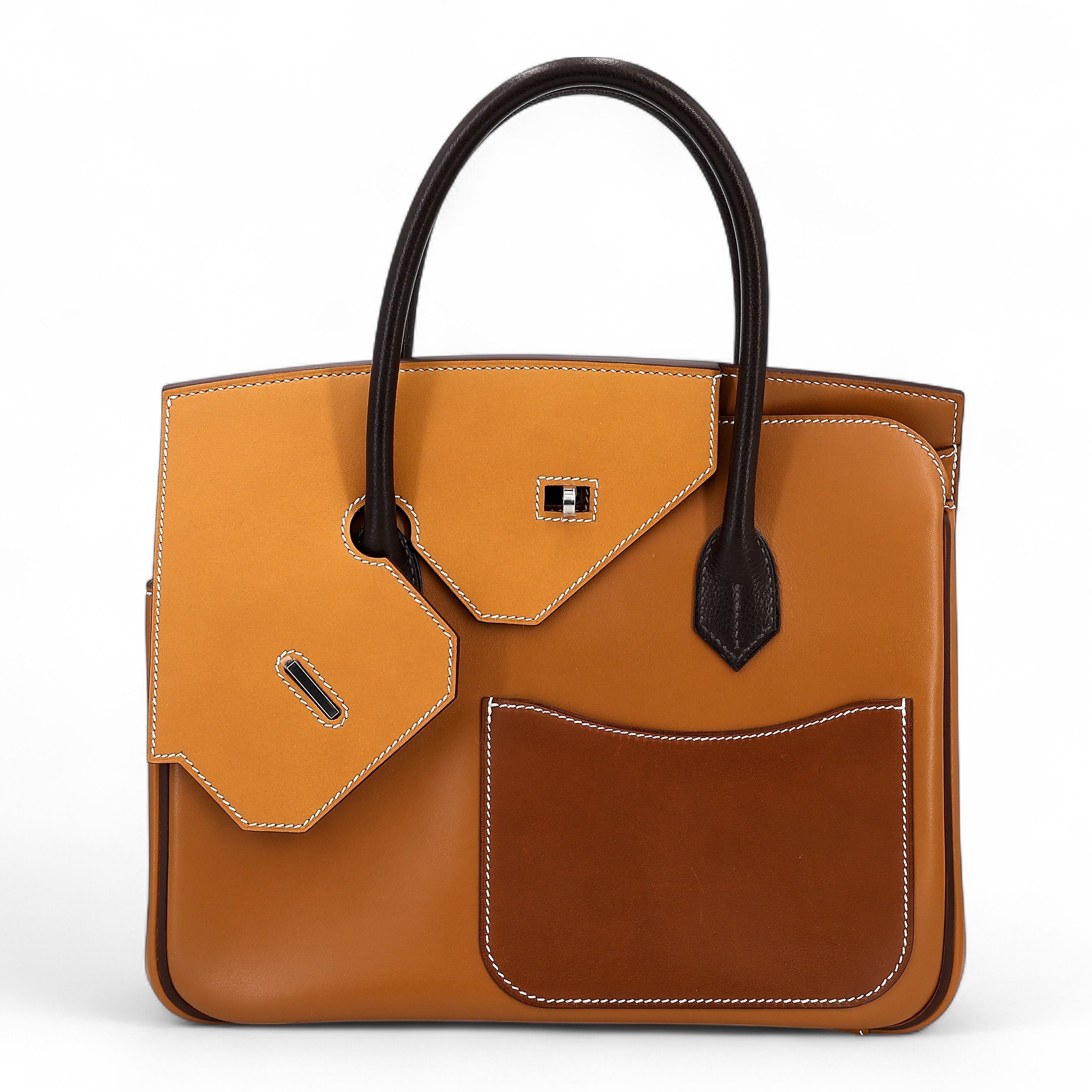 Hermes Unused ( Rank NS ) HERMÈS Limited Edition Birkin 30 en Desordre Ebene (46) Natural Sable (21) Fauve (34) Barenia Butler Natural Graine Palladium hardware B (2023)