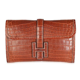 Hermes Hermès Fauve Crocodile Niloticus Lisse Mini Jige Clutch