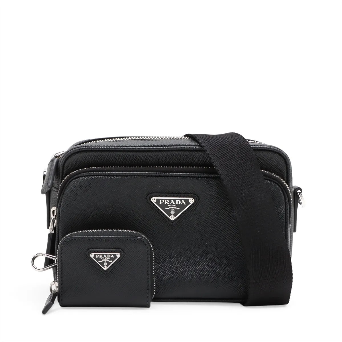 Prada Saffiano Leather x nylon Shoulder bag Black