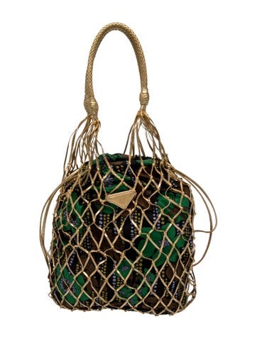 Enameled Metal Triangle Top Handle Bag