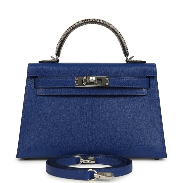 Hermes Hermes Kelly Sellier 20 Bleu Royal Chevre Chamkila and Ombre Varanus Salvator Lizard Touch Palladium Hardware