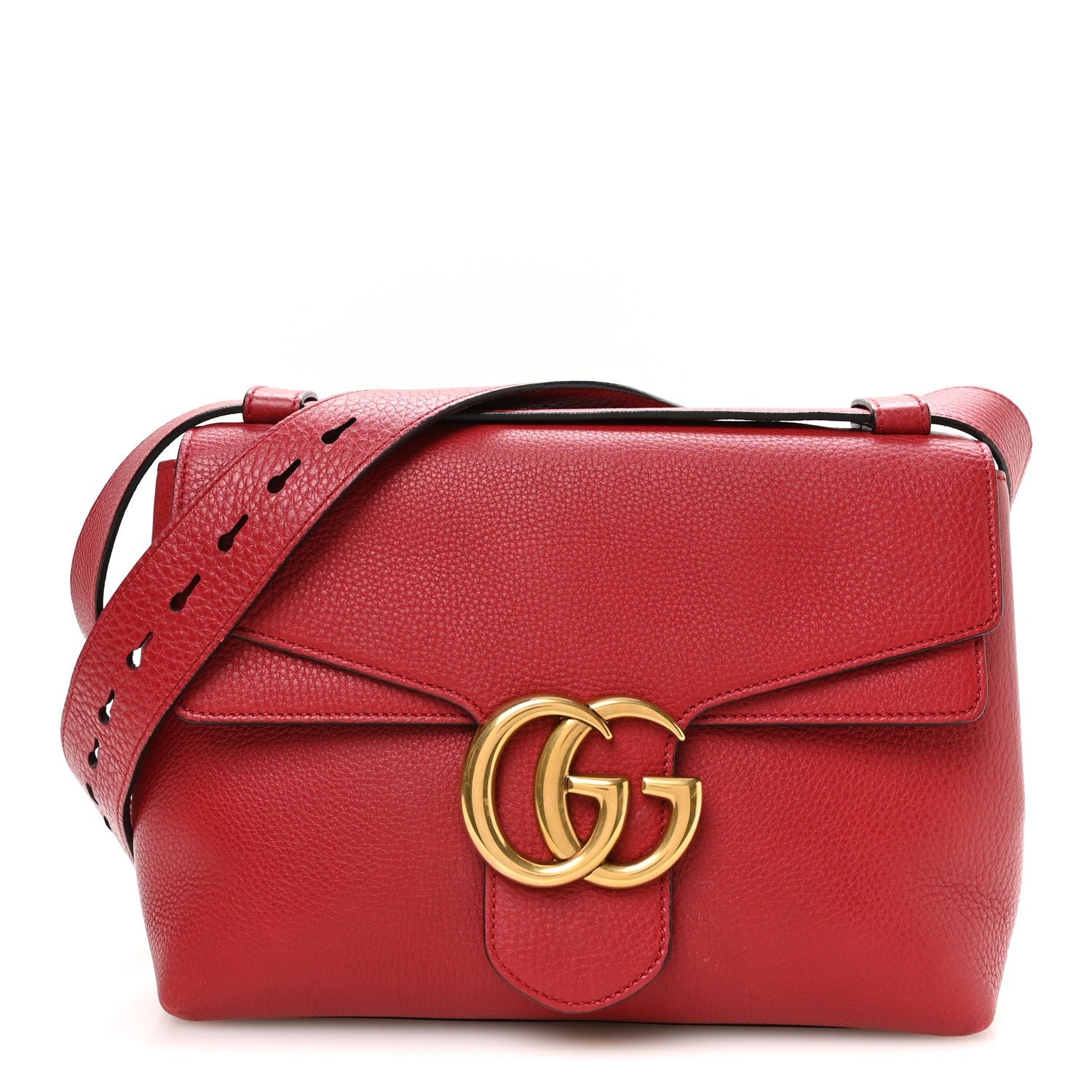 Gucci Cellarius Calfskin GG Marmont Shoulder Bag Vulcanic Red