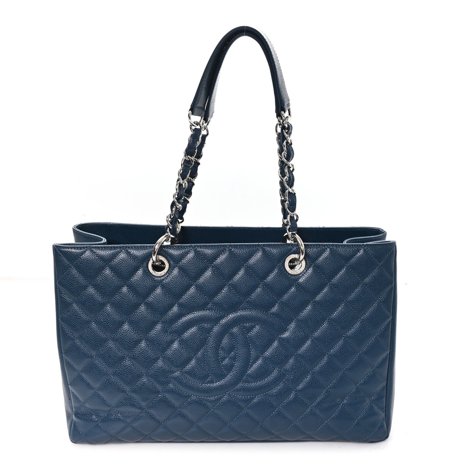 Chanel Caviar Quilted XL Grand Shopping Tote GST Dark Blue