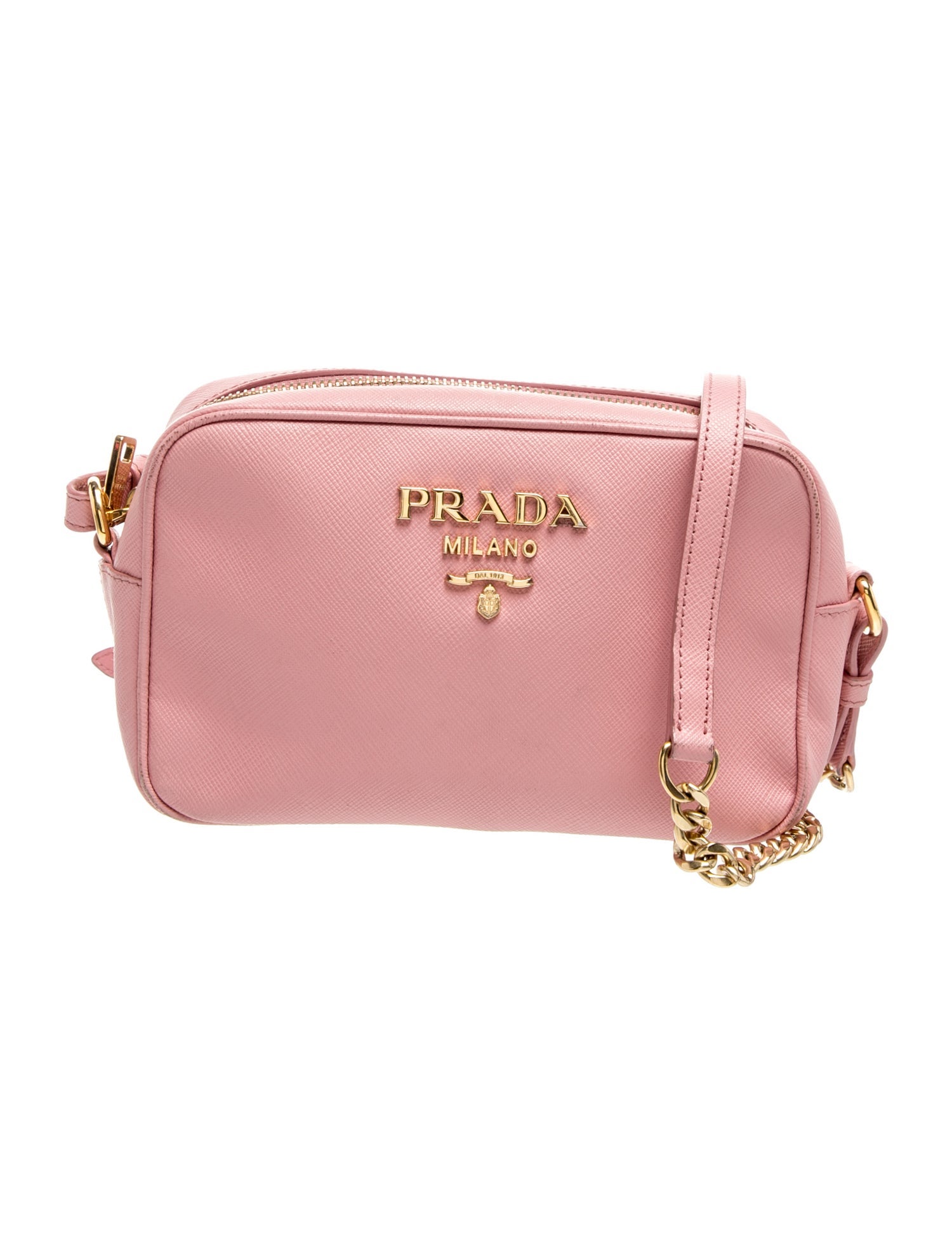 Saffiano Leather Saffiano Leather Camera Chain Link Crossbody Bag