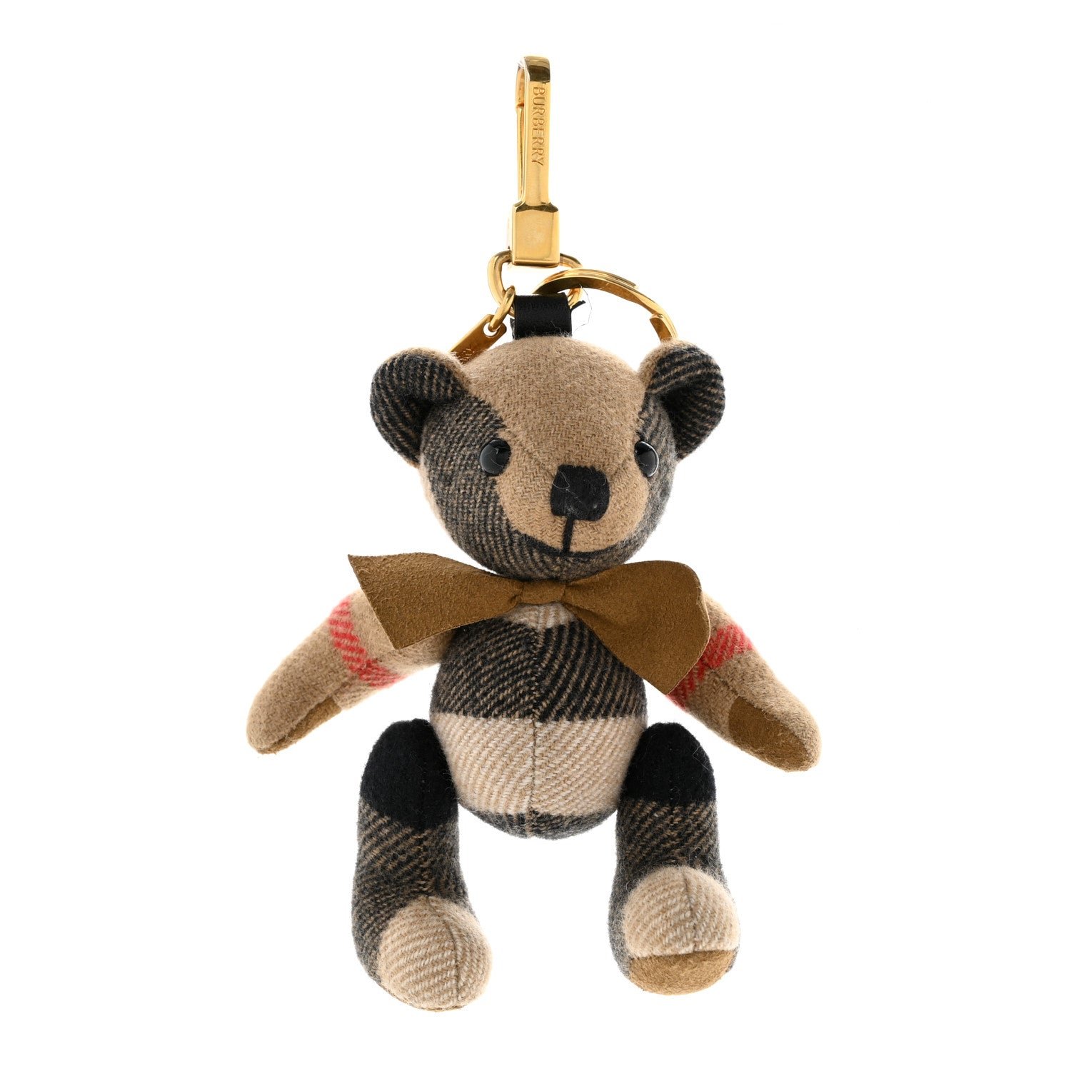 Burberry Burberry Cashmere House Check Thomas Bear Bag Charm Camel Gold