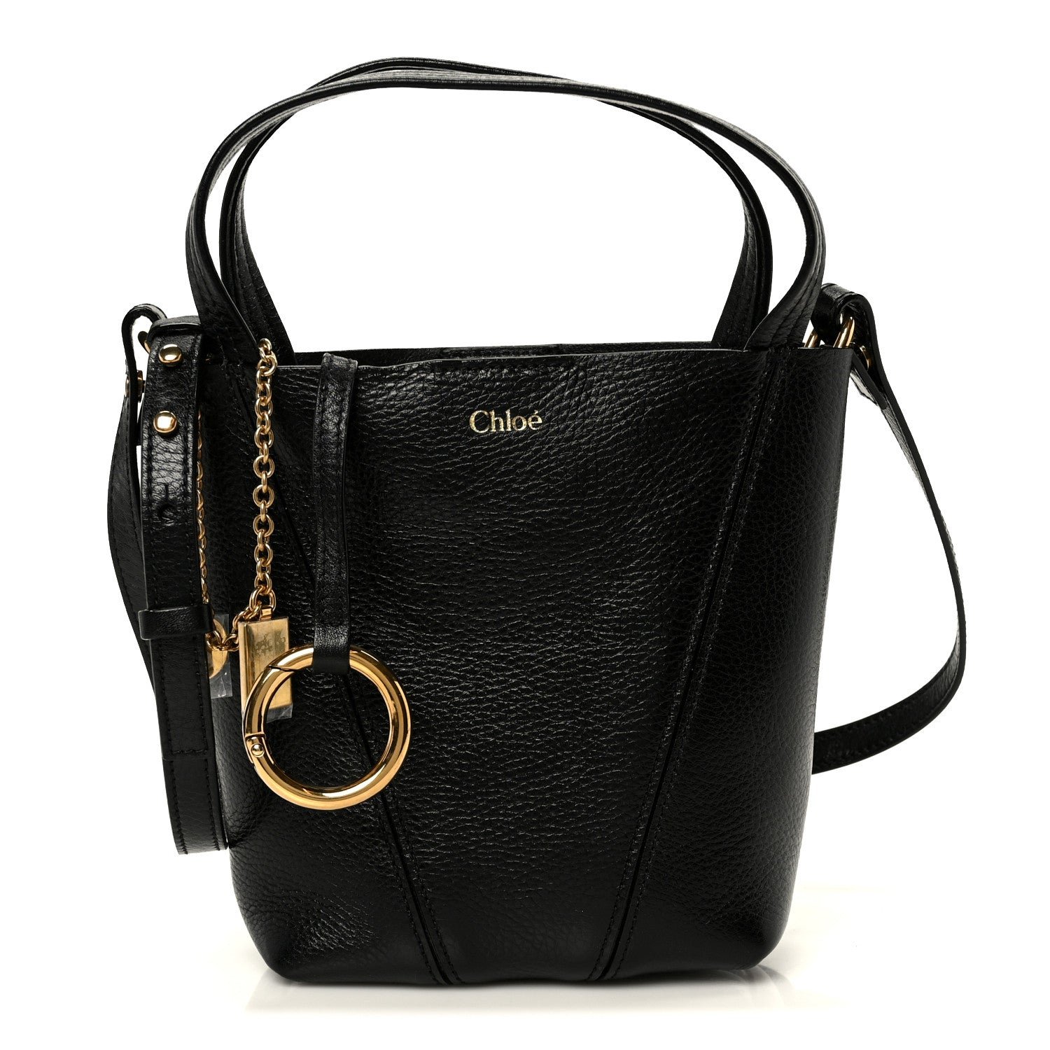 Chloe Grained Calfskin Small Spin Tote Black