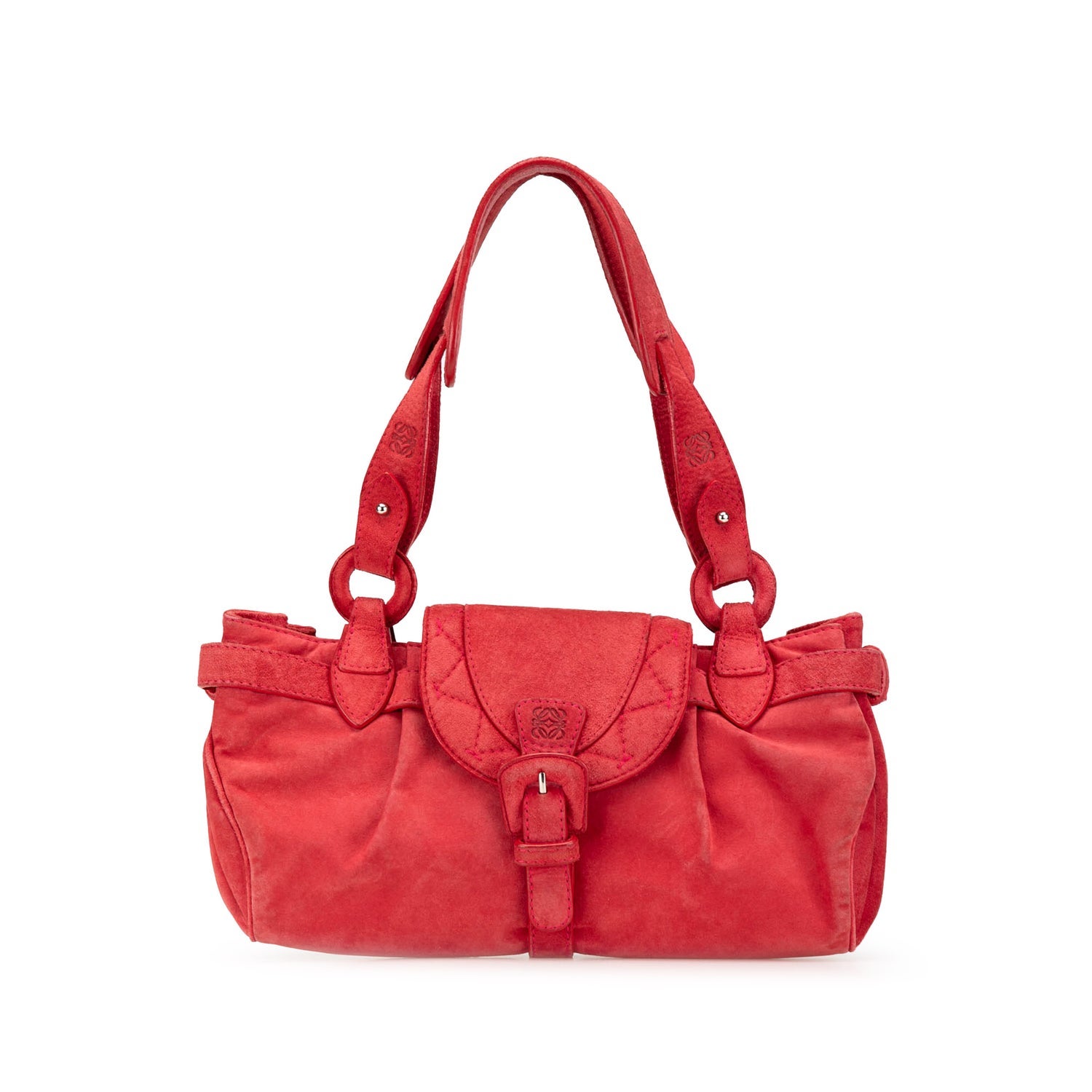 Anagram Suede Shoulder Bag