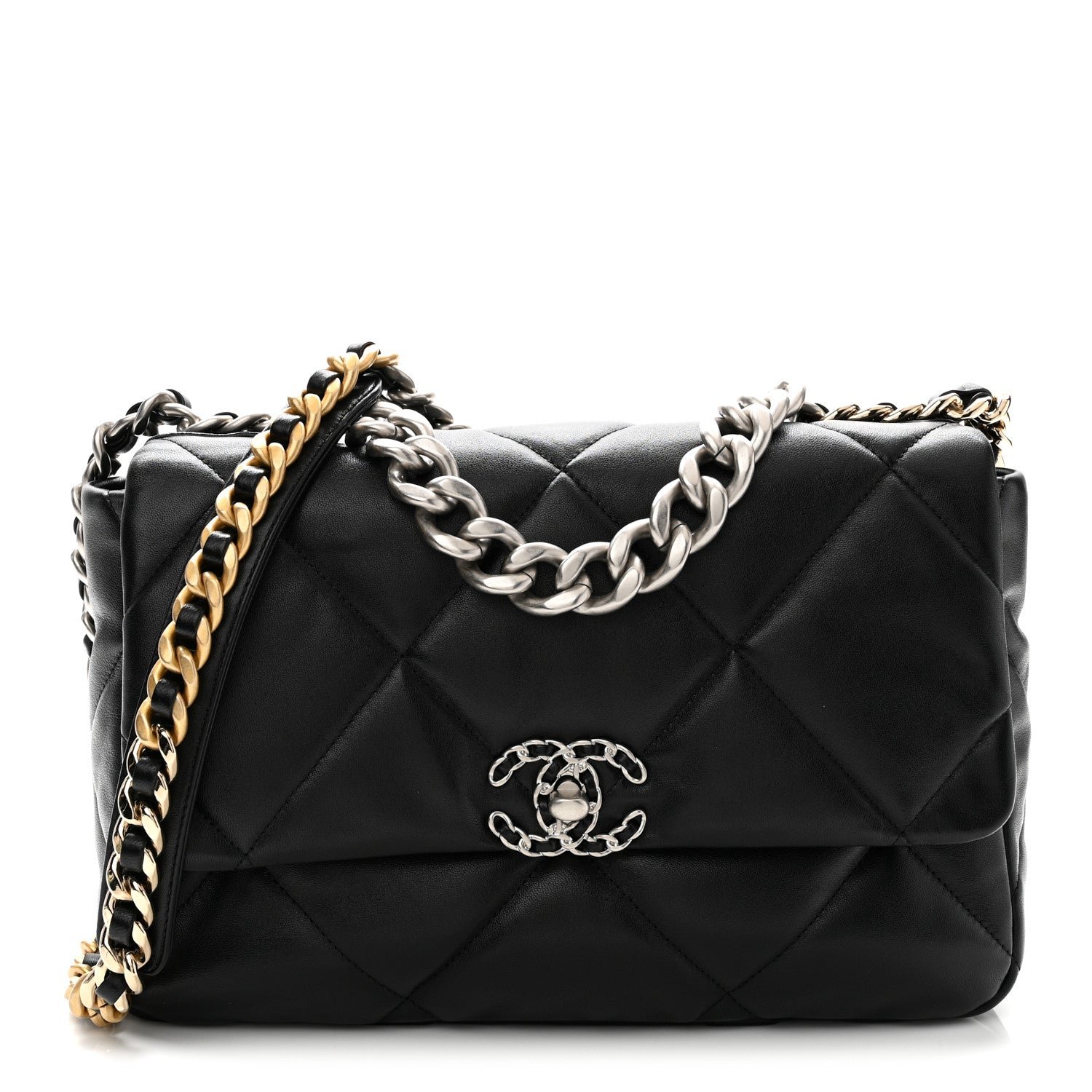 Chanel Lambskin Quilted Large Chanel 19 Flap Black