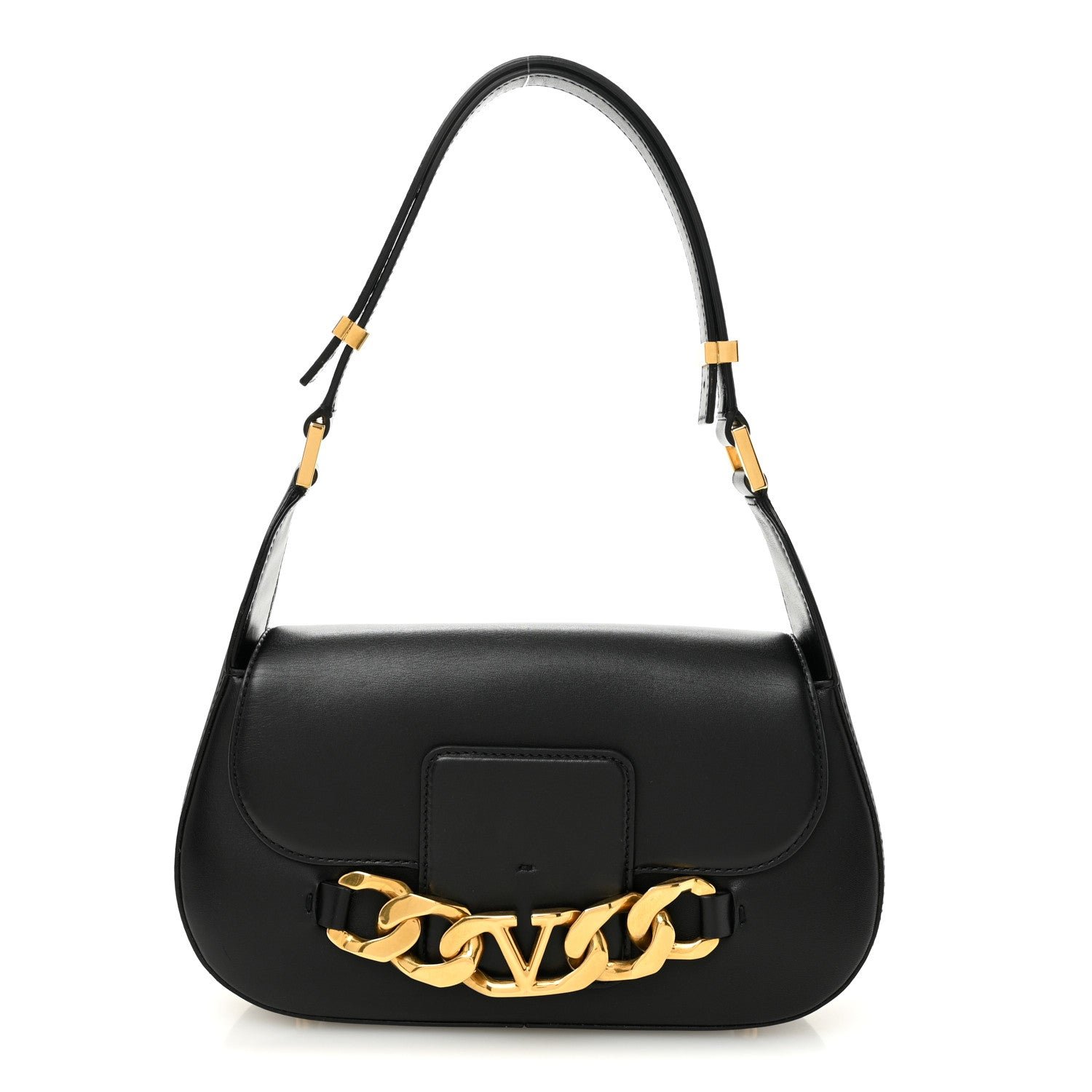 Valentino Garavani Smooth Calfskin Vlogo Chain Shoulder Bag Black