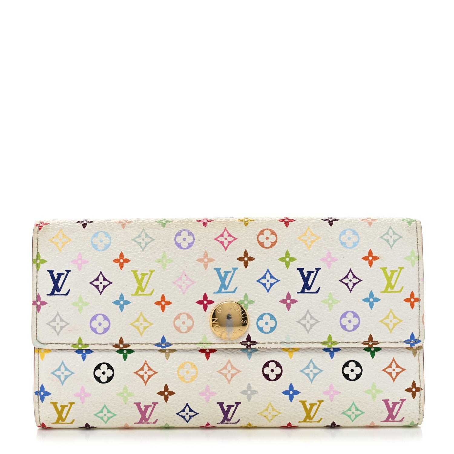 Louis Vuitton Monogram Multicolor Sarah Wallet White Figue