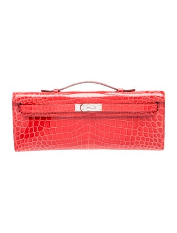 Shiny Niloticus Crocodile Kelly Cut Clutch w/ Tags