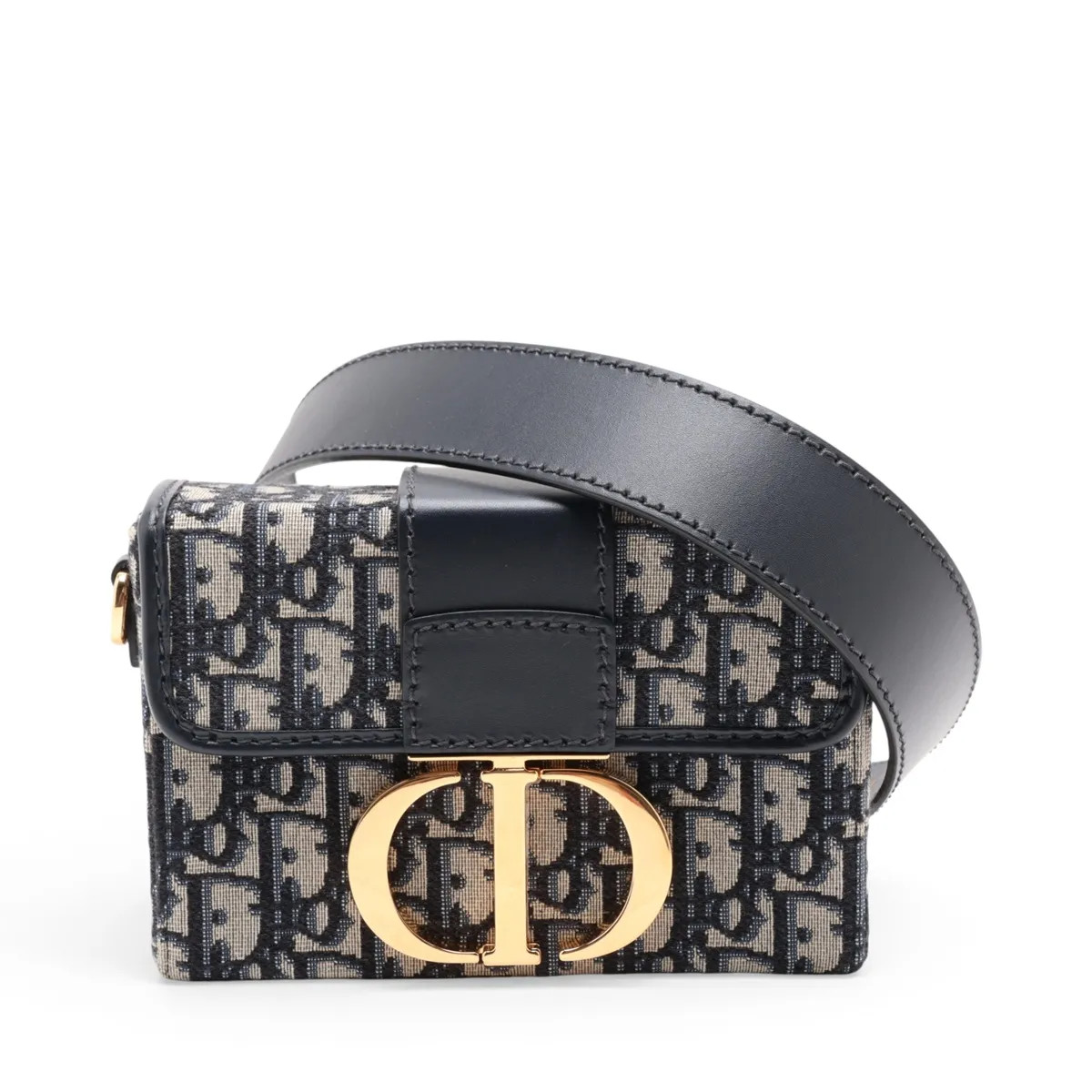 Christian Dior Oblique Montaigne Canvas & Leather Shoulder bag Navy Blue