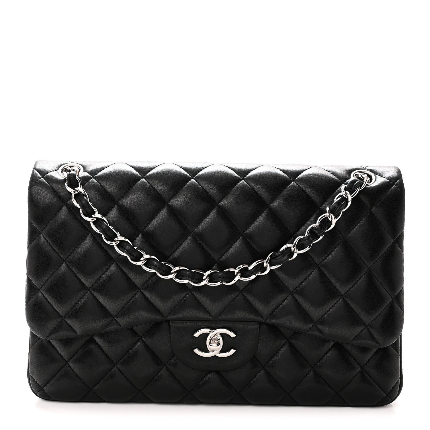 Chanel Lambskin Quilted Jumbo Double Flap Black