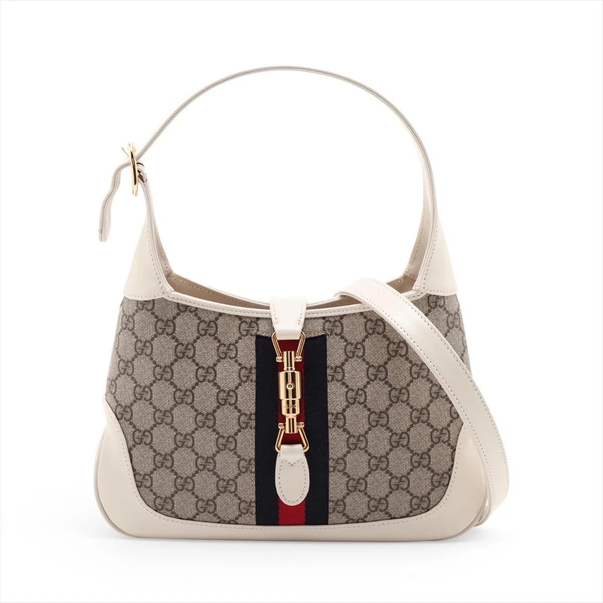 Gucci Jackie 1961 636706 PVC & leather Shoulder bag Beige x white