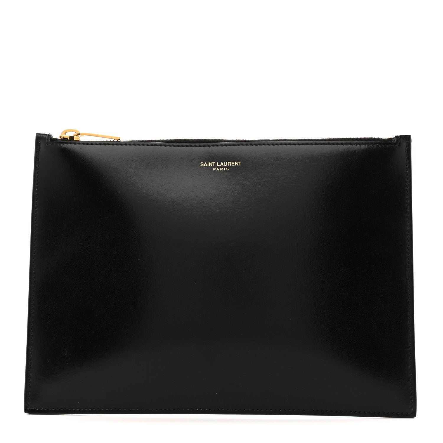 Saint Laurent Calfskin Zip Clutch Black