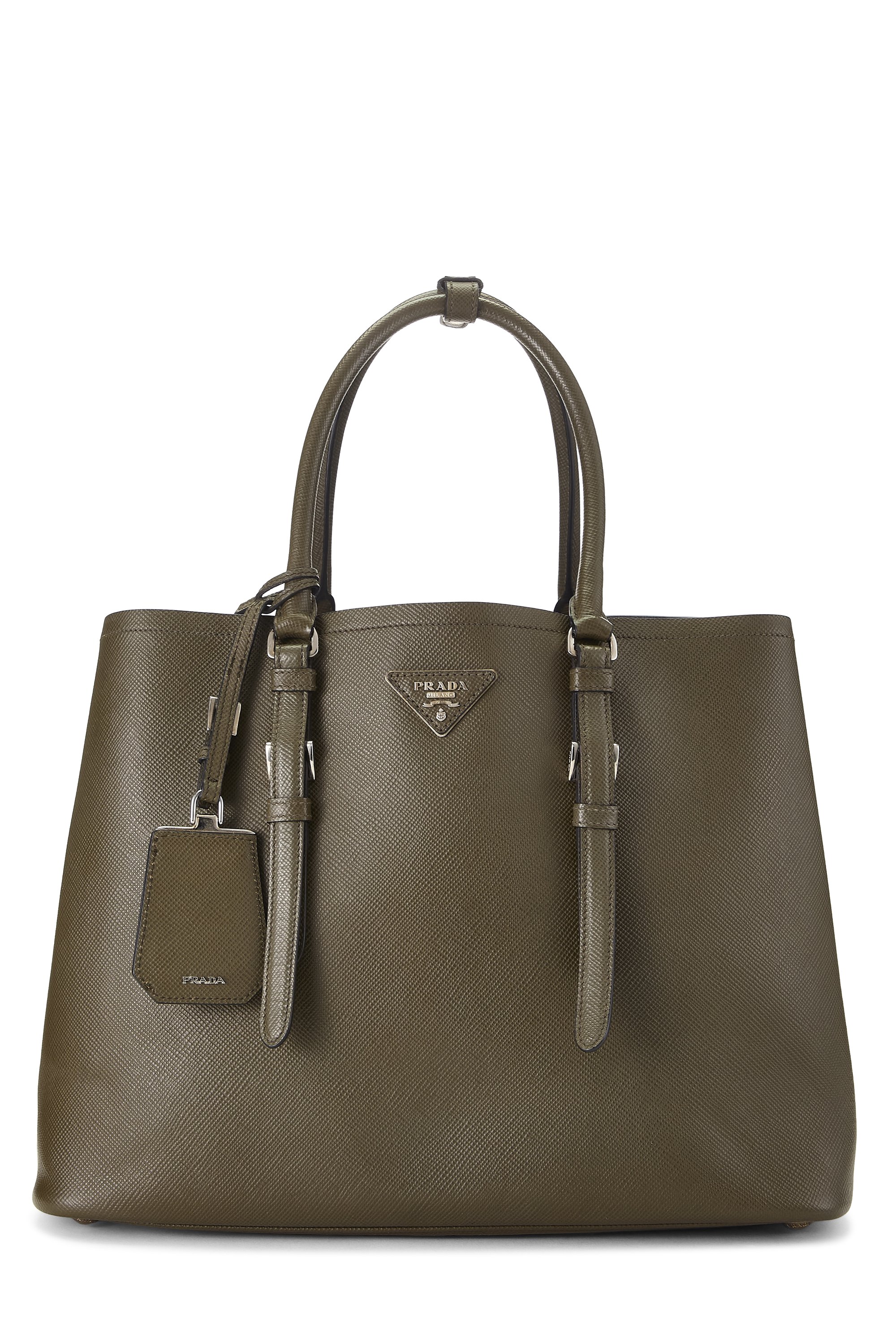 Green Saffiano Leather Double Tote Medium