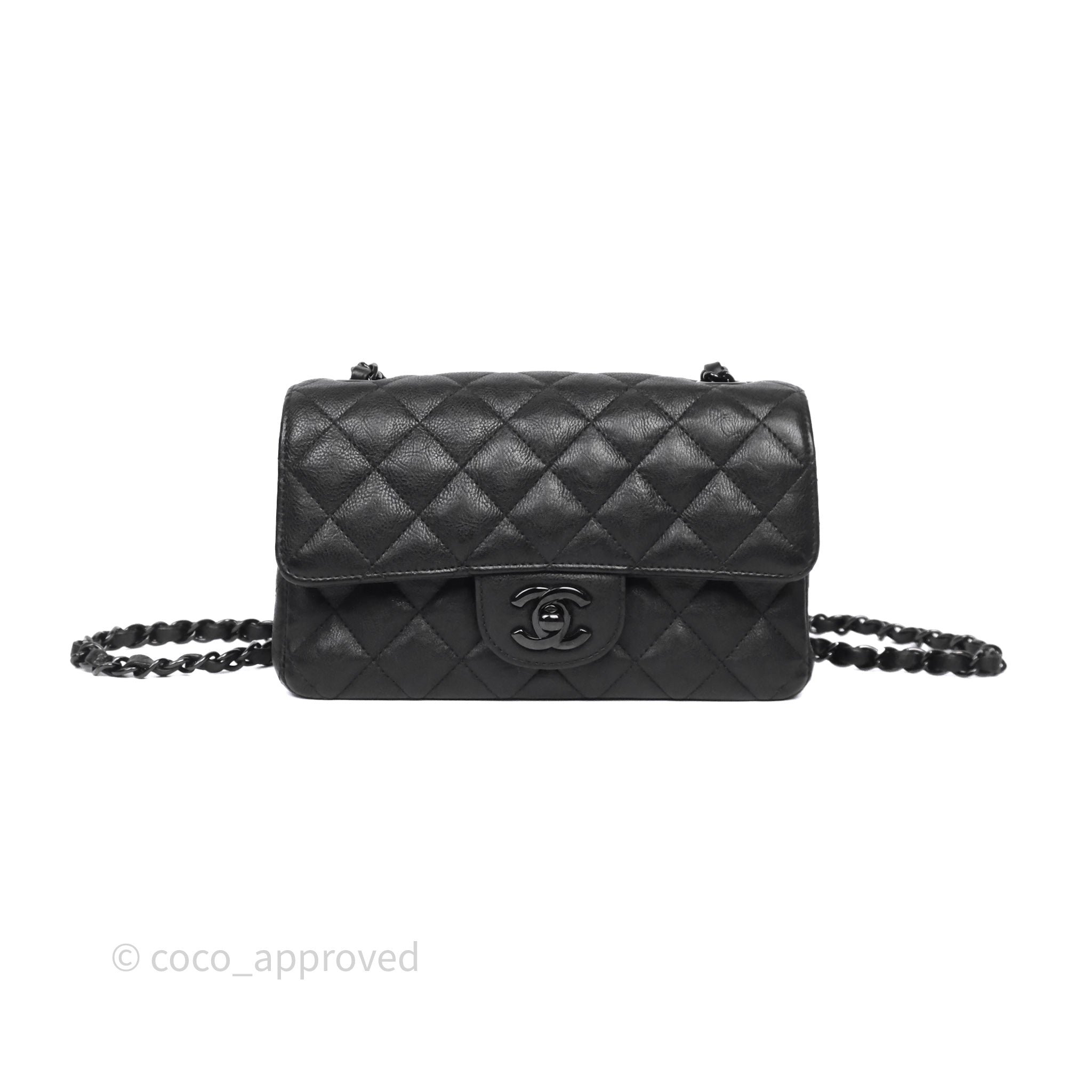 Chanel Quilted Mini Rectangular Flap So Black Crumpled Calfskin