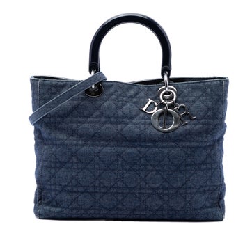 Large Denim Cannage Lady Dior