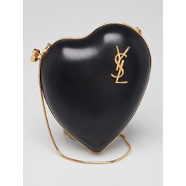 Yves Saint Laurent Black Leather Heart Monogram Love Box Bag