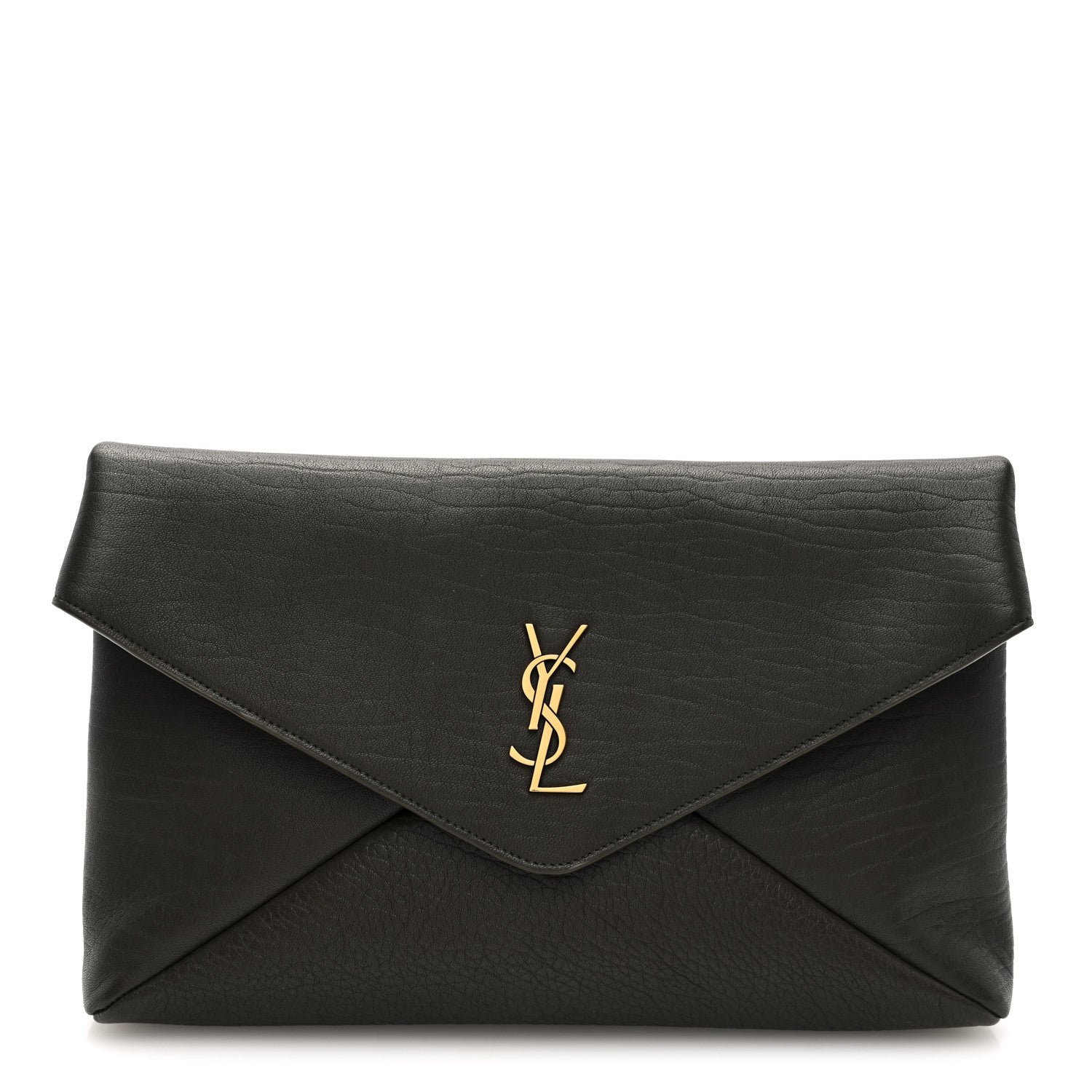 Saint Laurent Grained Lambskin Large Cassandre Envelope Pouch Light Musk