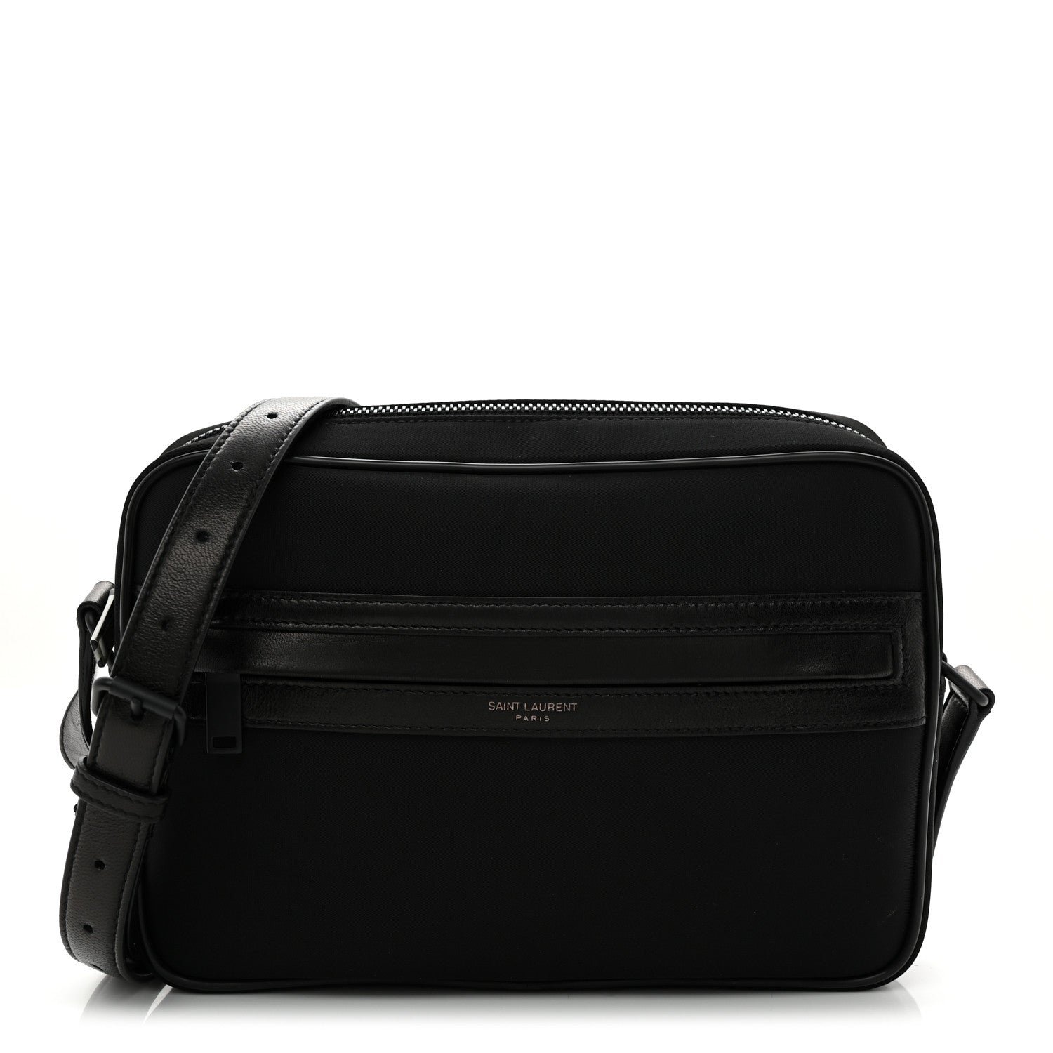 Saint Laurent Lambskin Nylon Small Camp Camera Bag Black
