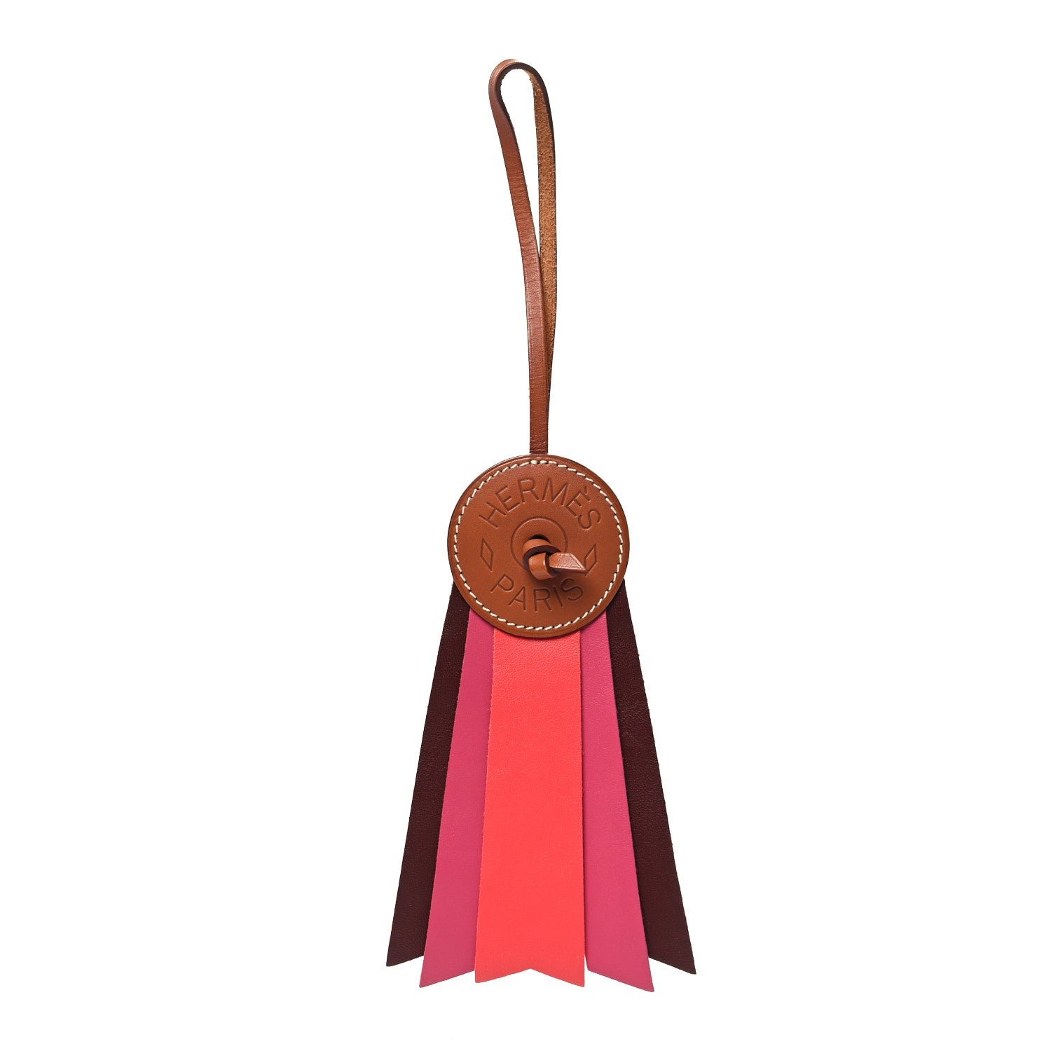 Hermes Vache Hunter Milo Lambskin Paddock Flot Bag Charm Rose Shocking