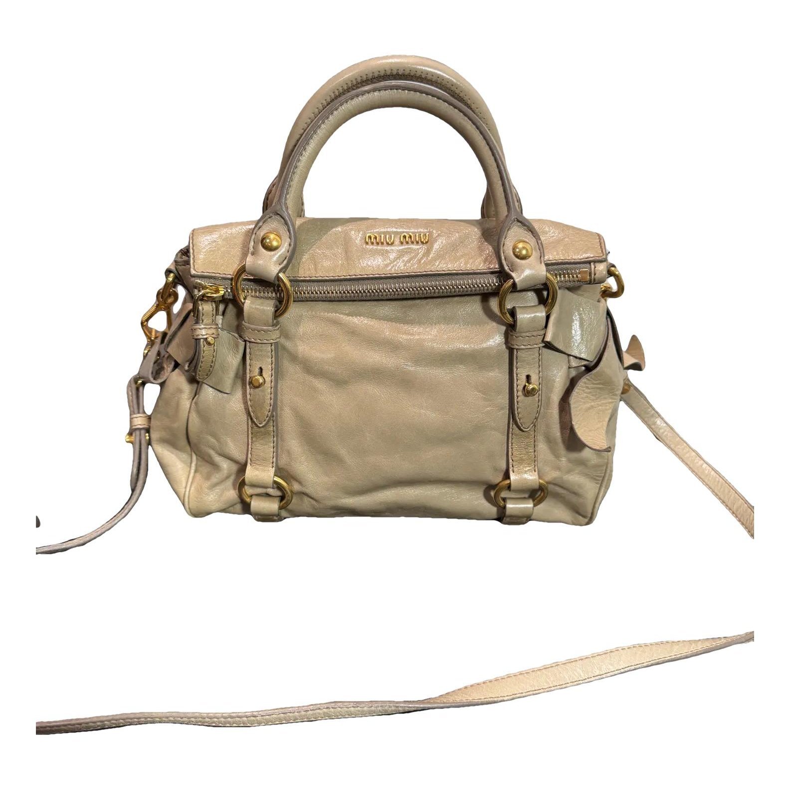 Bow bag leather handbag