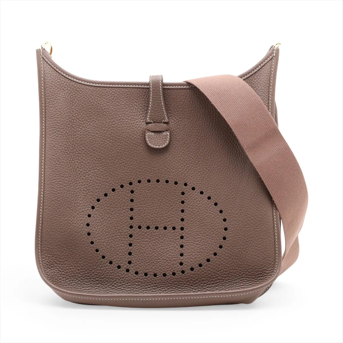 Hermès evelyn 3 29 PM Taurillon Clemence Etoupe Gold Metal Fittings